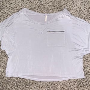 Gray zipper top.